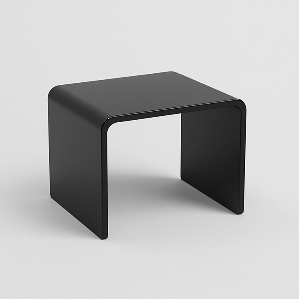 Black Acrylic Display Riser — 1/4" Thick — Large – clear acrylic display stand for retail, showroom, or countertop use, size 12 x 12 x 12. Made in the USA by WebAcrylics.