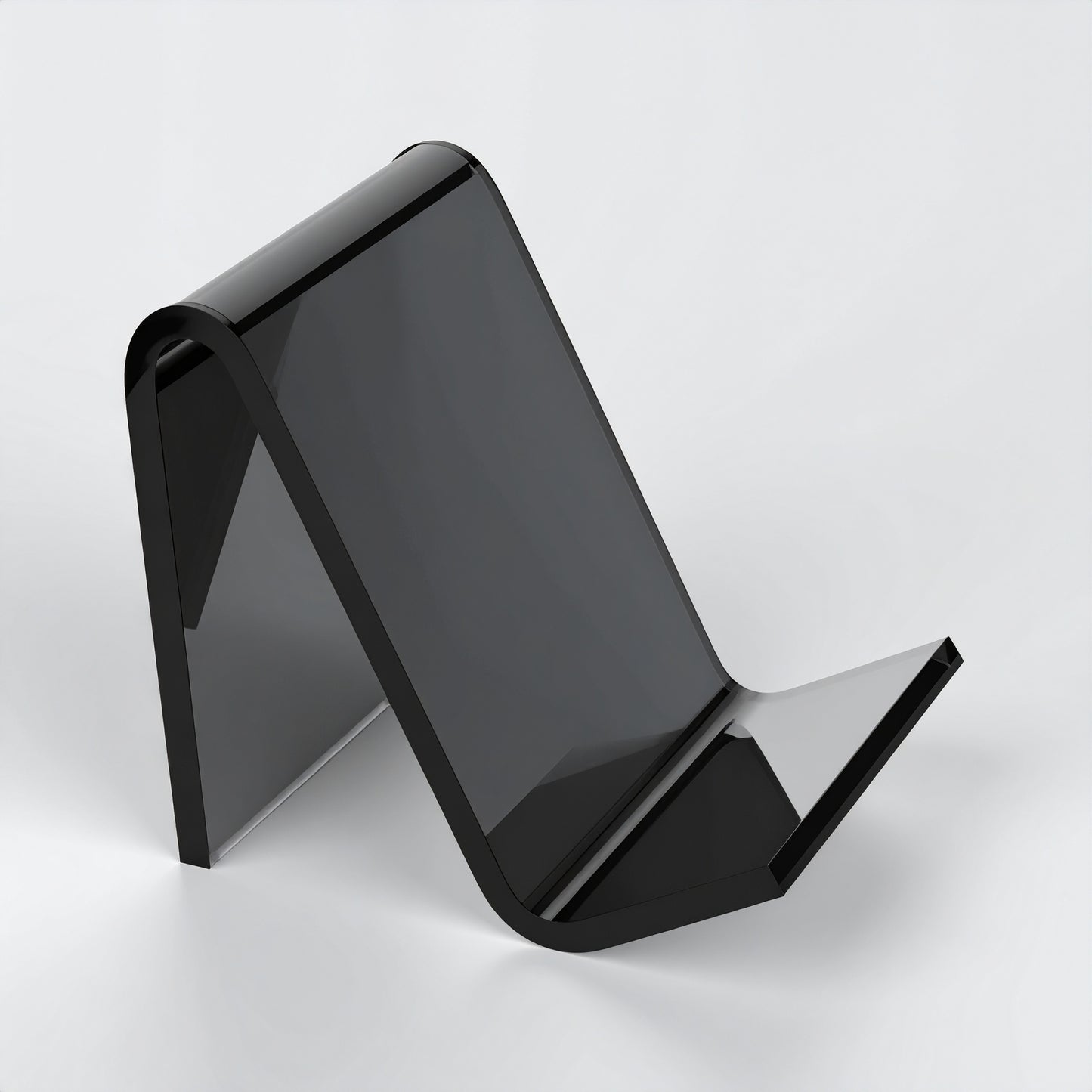 Black Business Card & Small Item Holder — Easel — Acrylic – clear acrylic display stand for retail, showroom, or countertop use, size . Made in the USA by WebAcrylics.