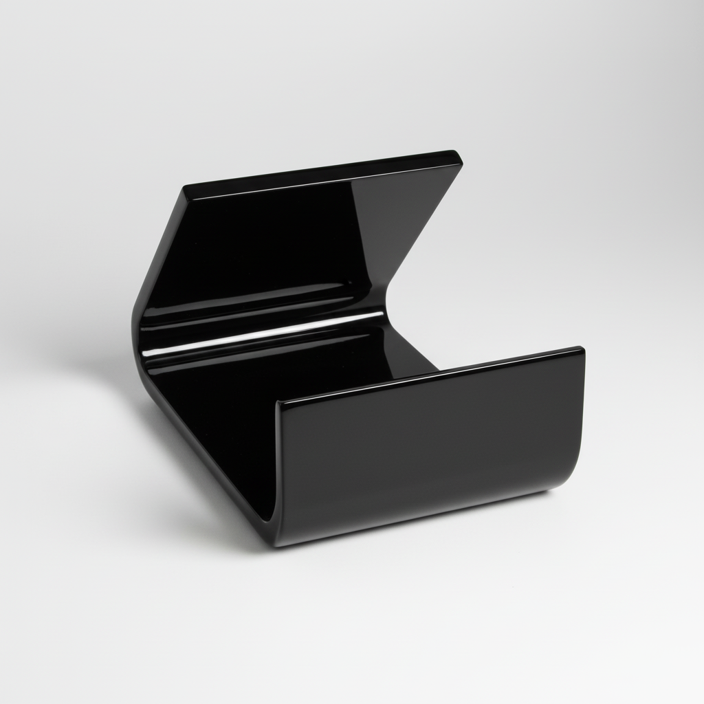 Black Small Easel-Style Cell Phone Display — Acrylic Stand – clear acrylic display stand for retail, showroom, or countertop use, size . Made in the USA by WebAcrylics.