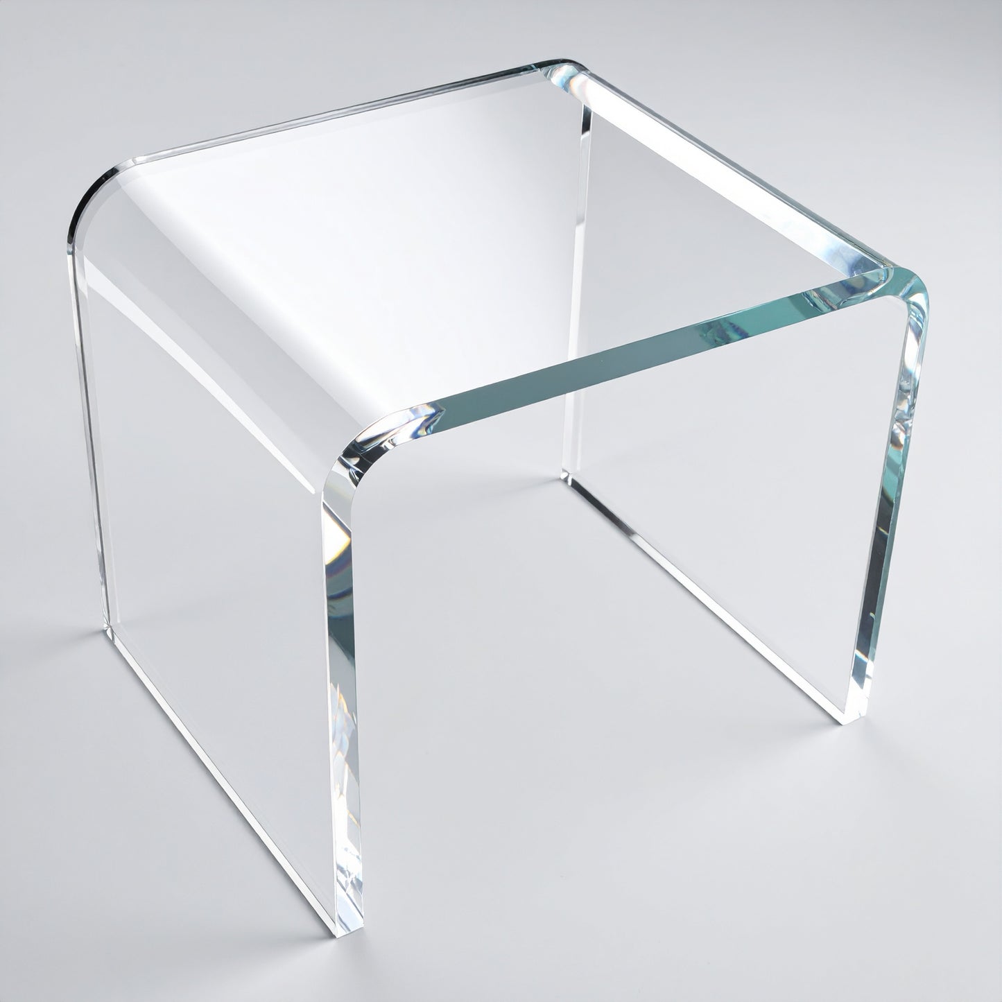 Clear Acrylic Display Riser — 1/4" Thick — Large – clear acrylic display stand for retail, showroom, or countertop use, size 12 x 12 x 12. Made in the USA by WebAcrylics.