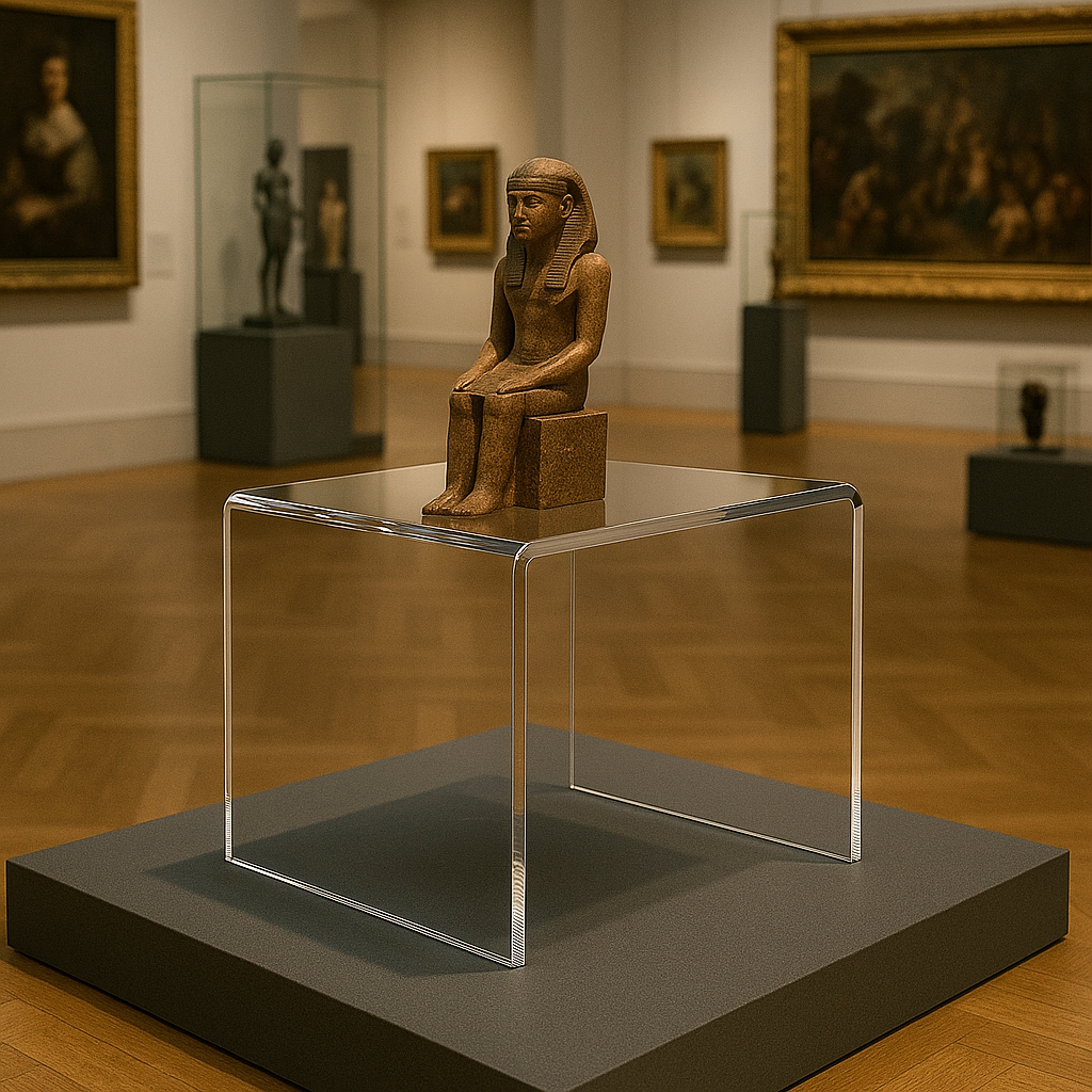 Clear Acrylic Display Riser — 3/8" Thick — Large — Museum Quality – clear acrylic display stand for retail, showroom, or countertop use, size 12 x 12 x 12. Made in the USA by WebAcrylics.