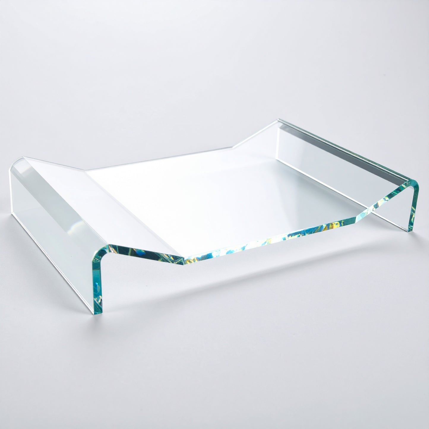 Clear Acrylic Easel — Flat Open-Book Display Stand – clear acrylic display stand for retail, showroom, or countertop use, size . Made in the USA by WebAcrylics.