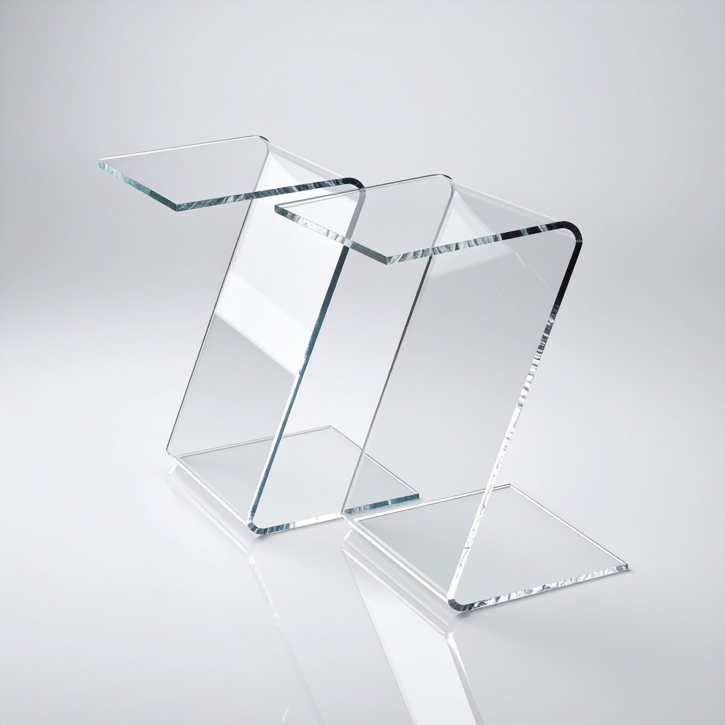 Clear Acrylic Z-Style Display Riser — Transparent Stand – clear acrylic display stand for retail, showroom, or countertop use, size 2 x 2 x 4. Made in the USA by WebAcrylics.