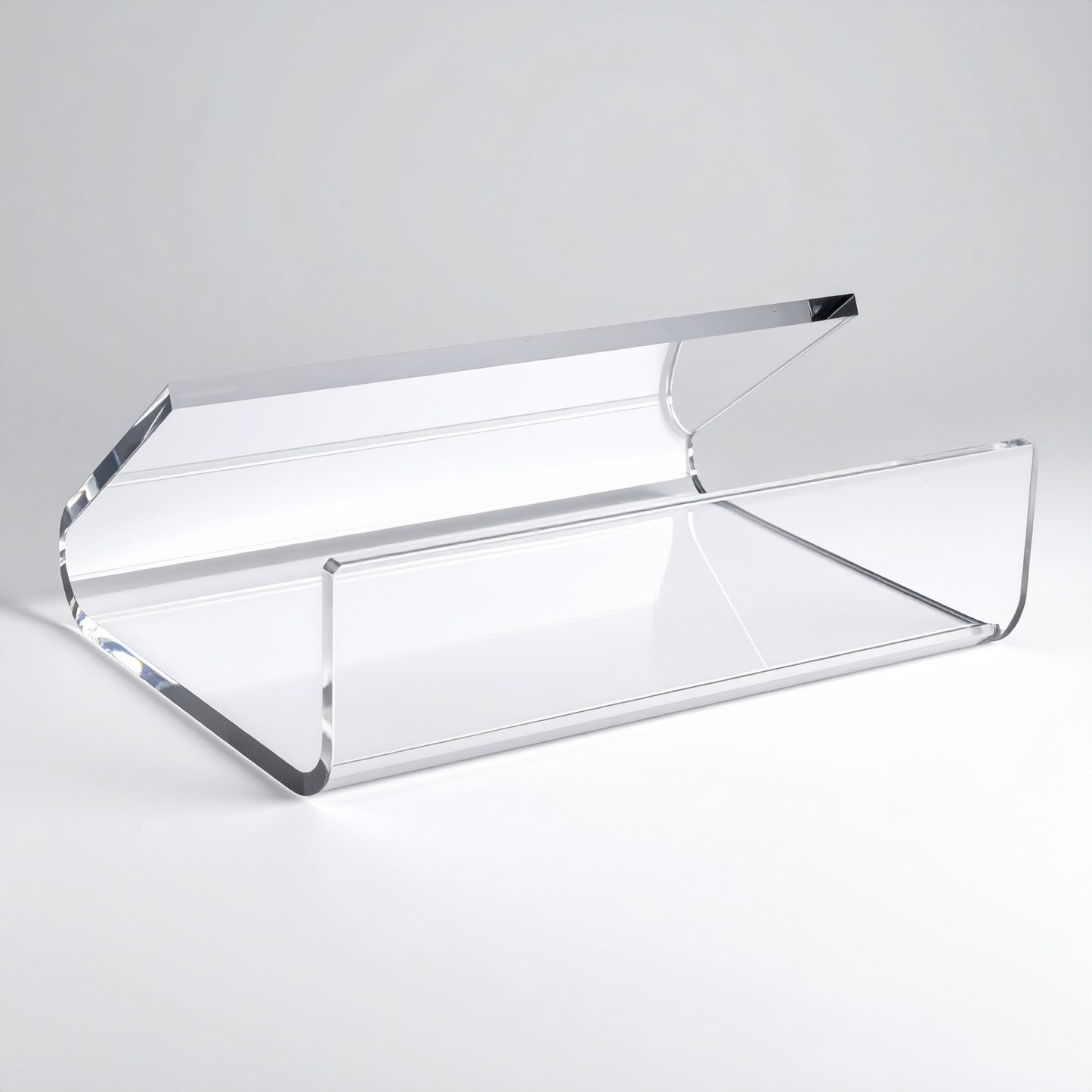 Clear Horizontal Business Card & Small Item Holder — Easel — Acrylic – clear acrylic display stand for retail, showroom, or countertop use, size . Made in the USA by WebAcrylics.