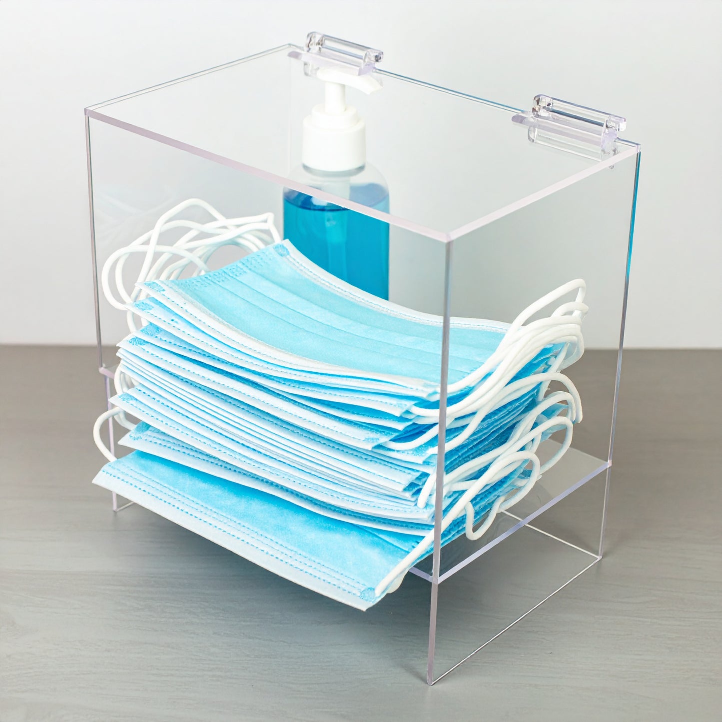 Countertop Face Mask Dispenser — Clear Acrylic – clear acrylic bin, organizer, or holder for retail, office, or countertop use, size . Made in the USA by WebAcrylics.