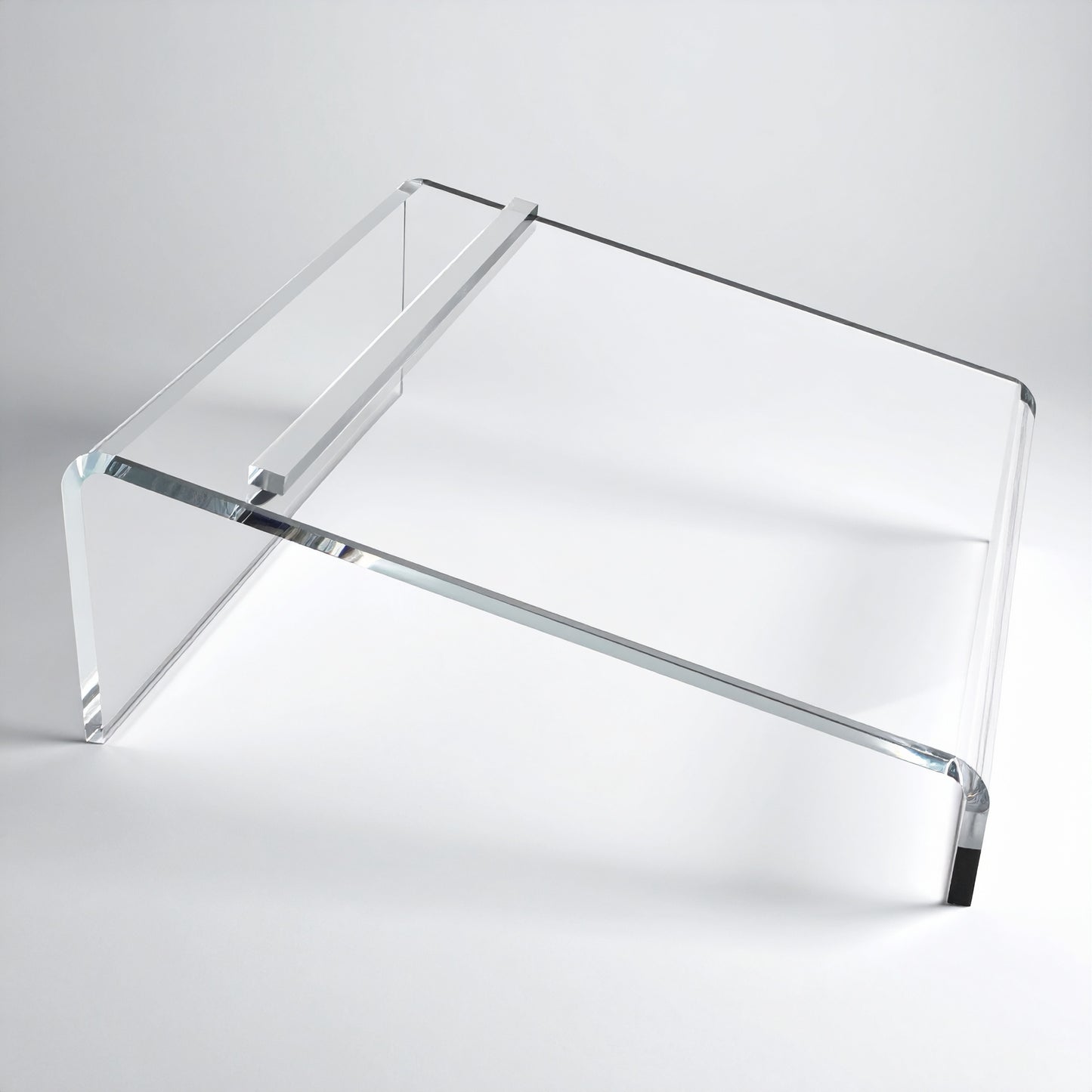 Double-Wide Slant-Style Shoe Riser — Clear Acrylic – clear acrylic display stand for retail, showroom, or countertop use, size . Made in the USA by WebAcrylics.