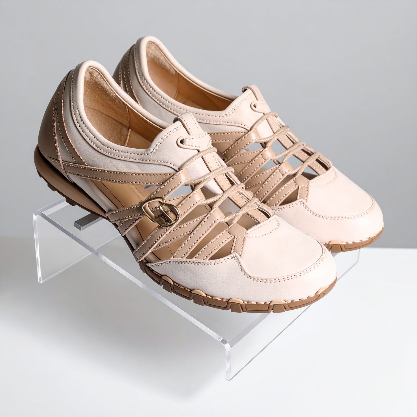 Double-Wide Slant-Style Shoe Riser — Clear Acrylic – clear acrylic display stand for retail, showroom, or countertop use, size . Made in the USA by WebAcrylics.