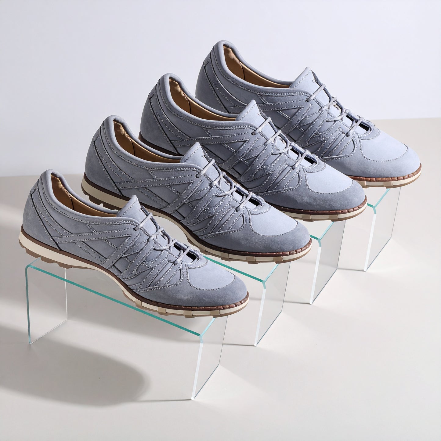 Economy Slant-Style Shoe Riser — Clear Acrylic — Set of 4 – clear acrylic display stand for retail, showroom, or countertop use, size . Made in the USA by WebAcrylics.