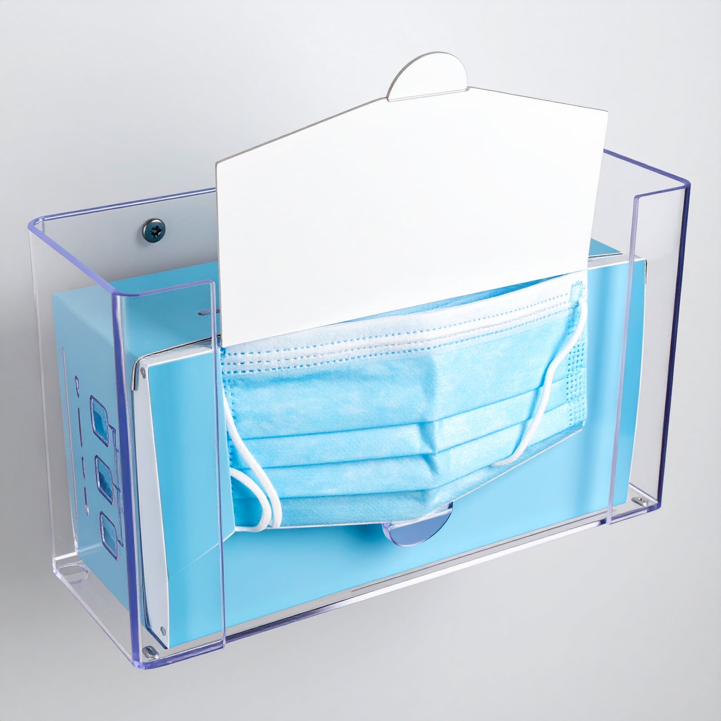 Face Mask Box Holder/Dispenser — Clear Acrylic – clear acrylic bin, organizer, or holder for retail, office, or countertop use, size . Made in the USA by WebAcrylics.