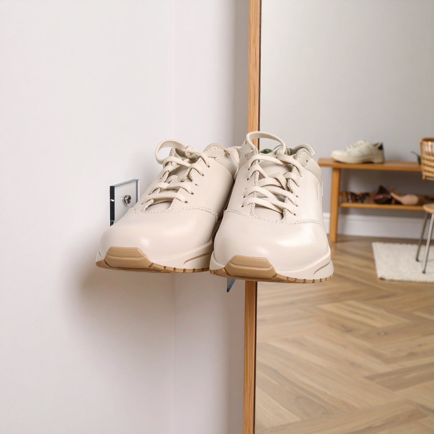 Floating Shoe Display — Clear Acrylic Wall-Mount