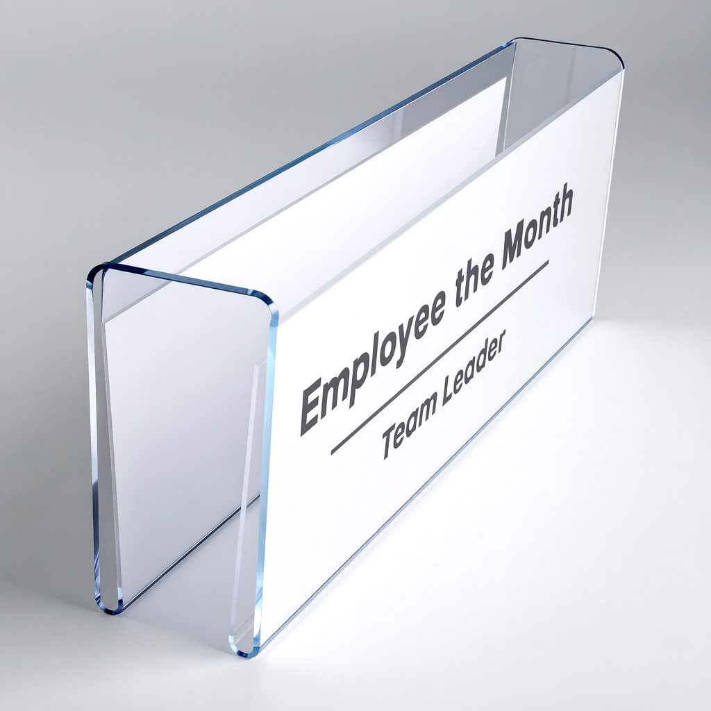 Double-Sided Cubicle Name Tag Holder — Clear Acrylic