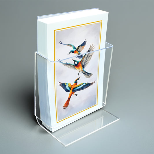 Rectangle L-Back Literature Display Holder — Clear Acrylic – clear acrylic bin, organizer, or holder for retail, office, or countertop use, size 4 x 3 x 8.5. Made in the USA by WebAcrylics.