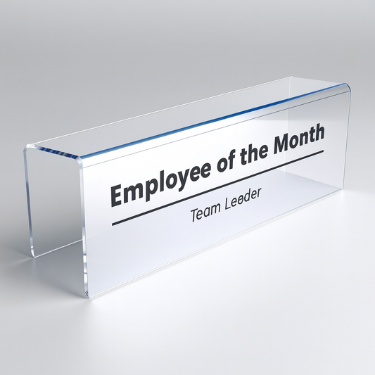 Single-Sided Cubicle Name Tag Holder — Clear Acrylic – clear acrylic sign or literature display holder for brochures, menus, flyers, or signage, size 4 x 6 x 1.5 wall. Made in the USA by WebAcrylics.