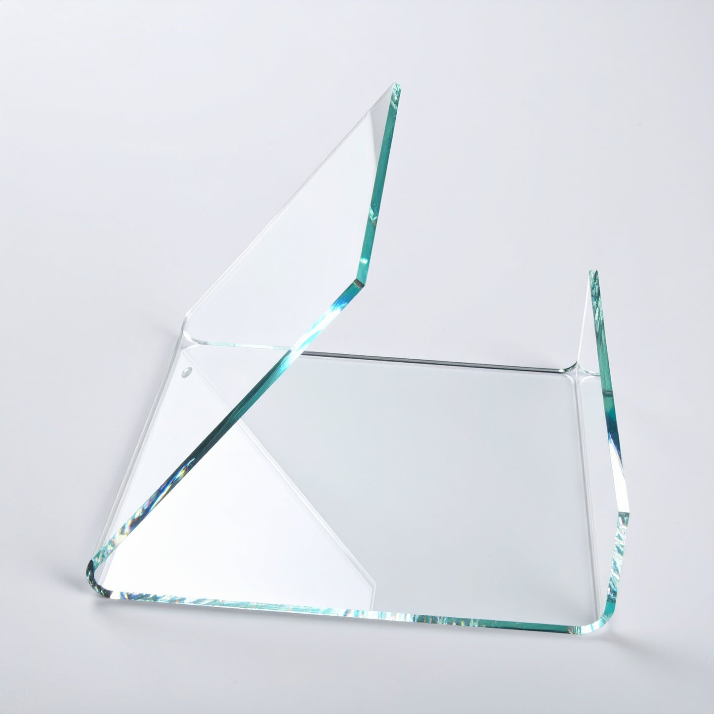 Small Easel-Style Cell Phone Display — Clear Acrylic – clear acrylic display stand for retail, showroom, or countertop use, size . Made in the USA by WebAcrylics.