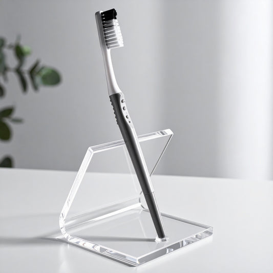 Toothbrush Holder — Clear Acrylic Countertop Stand – clear acrylic display stand for retail, showroom, or countertop use, size . Made in the USA by WebAcrylics.