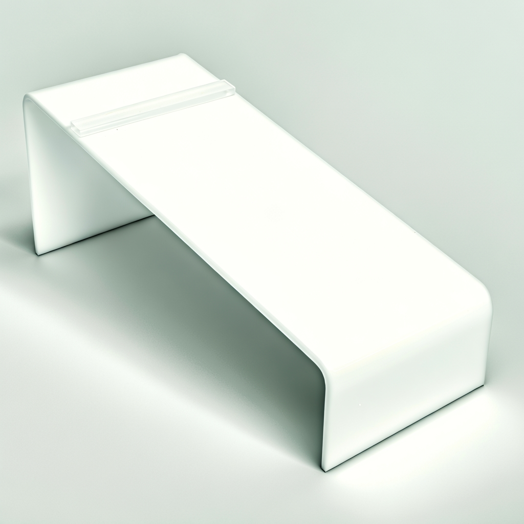 White Slant-Style Shoe Riser — Acrylic Footwear Display – clear acrylic display stand for retail, showroom, or countertop use, size 4 x 5. Made in the USA by WebAcrylics.