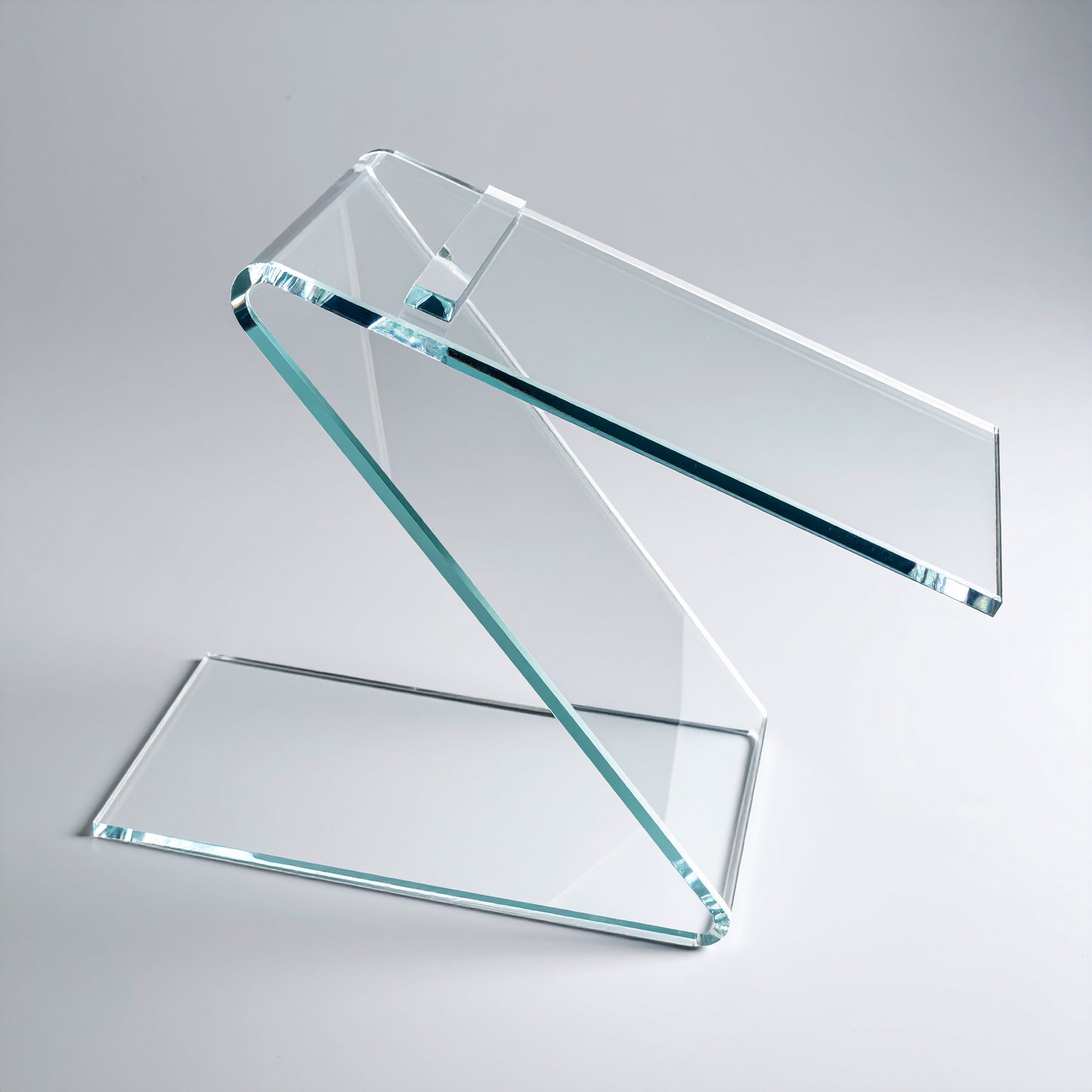 Z-Style Shoe Riser — Clear Acrylic – clear acrylic display stand for retail, showroom, or countertop use, size 3 x 5. Made in the USA by WebAcrylics.