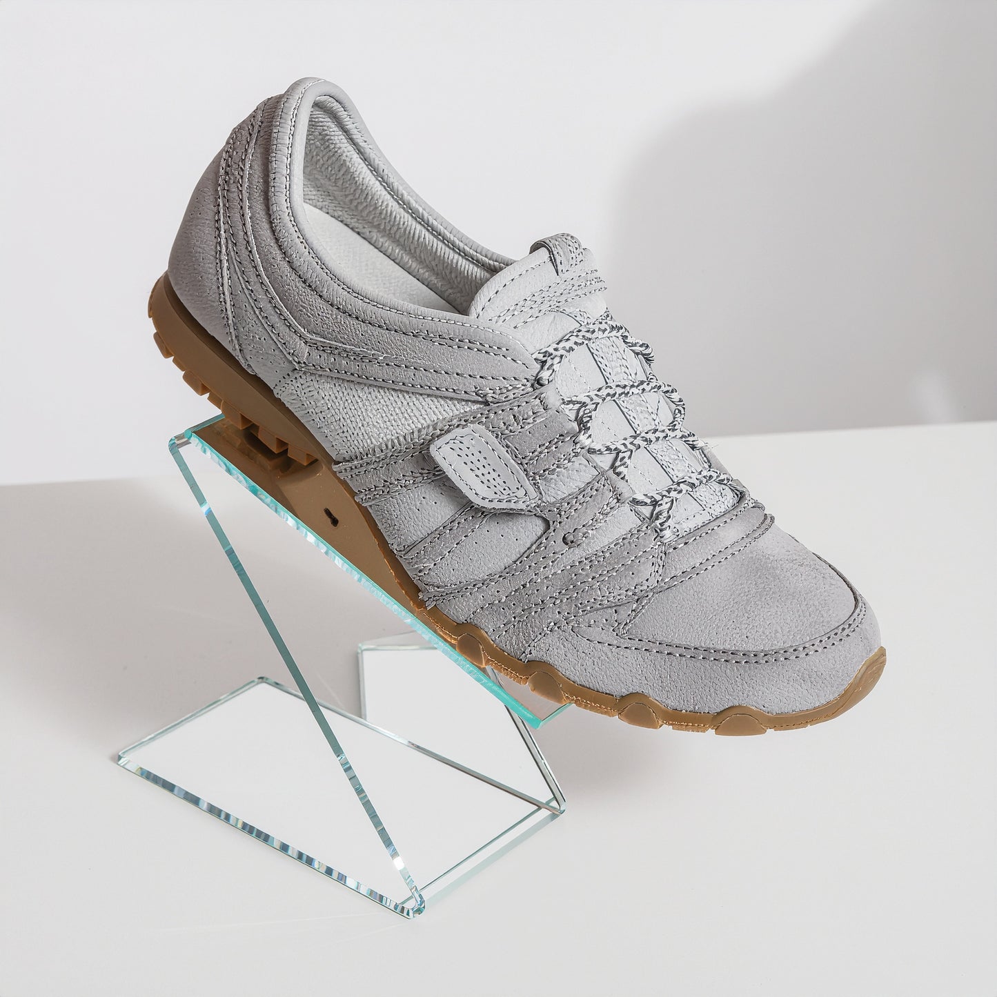 Z-Style Shoe Riser — Clear Acrylic – clear acrylic display stand for retail, showroom, or countertop use, size 3 x 5. Made in the USA by WebAcrylics.