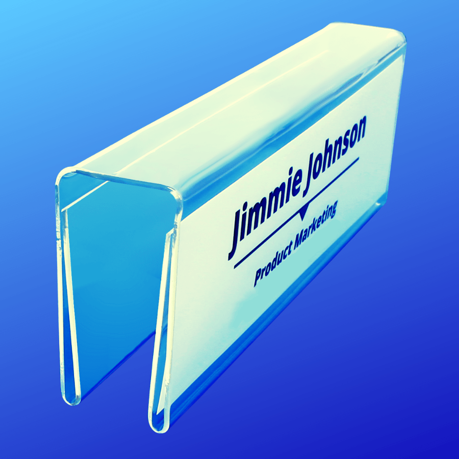 Double-Sided Cubicle Name Tag Holder — Clear Acrylic