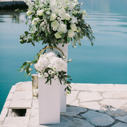 Tall Square Acrylic Pedestal — Clear, Black, or White – clear acrylic display stand for retail, showroom, or countertop use, size Clear. Made in the USA by WebAcrylics.