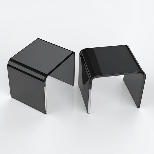 Black Acrylic Display Riser — 3/16" Thick – clear acrylic display stand for retail, showroom, or countertop use, size 4 x 4 x 4. Made in the USA by WebAcrylics.