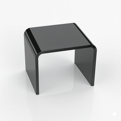 Black Acrylic Display Riser — 3/16" Thick – clear acrylic display stand for retail, showroom, or countertop use, size 4 x 4 x 4. Made in the USA by WebAcrylics.