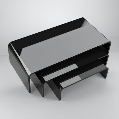 Black Acrylic Display Riser Set — Opaque Tiered Stands – clear acrylic display stand for retail, showroom, or countertop use, size 2x2x2, 3x3x3, 4x4x4. Made in the USA by WebAcrylics.