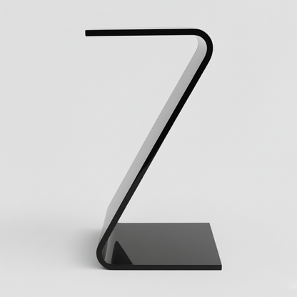 Black Acrylic Z-Style Display Riser — Opaque Stand – clear acrylic display stand for retail, showroom, or countertop use, size 2 x 2 x 4. Made in the USA by WebAcrylics.
