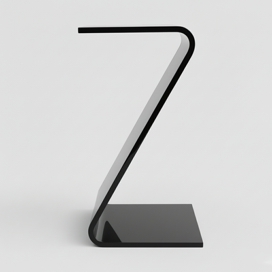 Black Acrylic Z-Style Display Riser — Opaque Stand – clear acrylic display stand for retail, showroom, or countertop use, size 2 x 2 x 4. Made in the USA by WebAcrylics.
