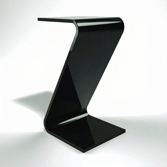 Black Acrylic Z-Style Display Riser — Opaque Stand – clear acrylic display stand for retail, showroom, or countertop use, size 2 x 2 x 4. Made in the USA by WebAcrylics.