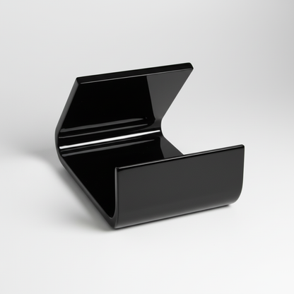 Black Small Easel-Style Cell Phone Display — Acrylic Stand – clear acrylic display stand for retail, showroom, or countertop use, size . Made in the USA by WebAcrylics.