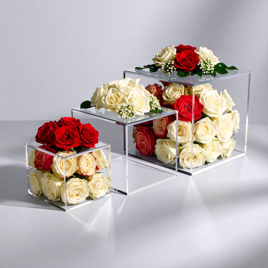 Clear Acrylic Cube Riser Set — Hollow-Bottom — 3-Piece (4″/5″/6″) – clear acrylic bin, organizer, or holder for retail, office, or countertop use, size . Made in the USA by WebAcrylics.