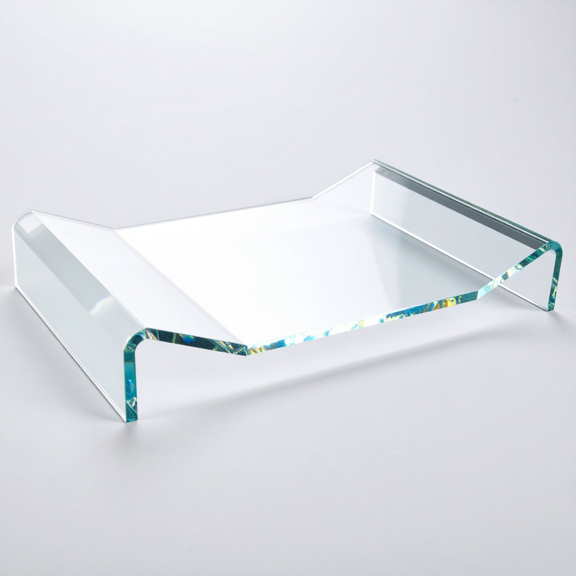 Clear Acrylic Easel — Flat Open-Book Display Stand – clear acrylic display stand for retail, showroom, or countertop use, size . Made in the USA by WebAcrylics.