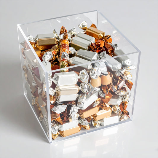 Clear Acrylic Open-Top Bin — Countertop Display Organizer – clear acrylic bin, organizer, or holder for retail, office, or countertop use, size 5 x 5 x 5. Made in the USA by WebAcrylics.