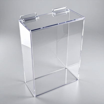 Closed-Box Literature Display Holder — Clear Acrylic – clear acrylic bin, organizer, or holder for retail, office, or countertop use, size 4 x 4 x 9. Made in the USA by WebAcrylics.