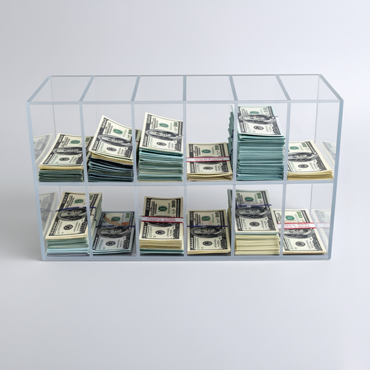 Double-Stacked Bill Sorter — Open One End — Clear Acrylic