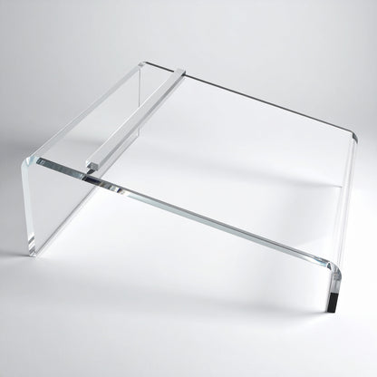 Double-Wide Slant-Style Shoe Riser — Clear Acrylic – clear acrylic display stand for retail, showroom, or countertop use, size . Made in the USA by WebAcrylics.