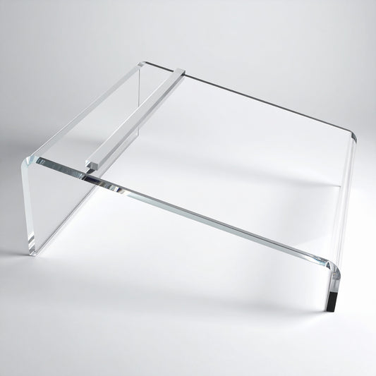Double-Wide Slant-Style Shoe Riser — Clear Acrylic – clear acrylic display stand for retail, showroom, or countertop use, size . Made in the USA by WebAcrylics.