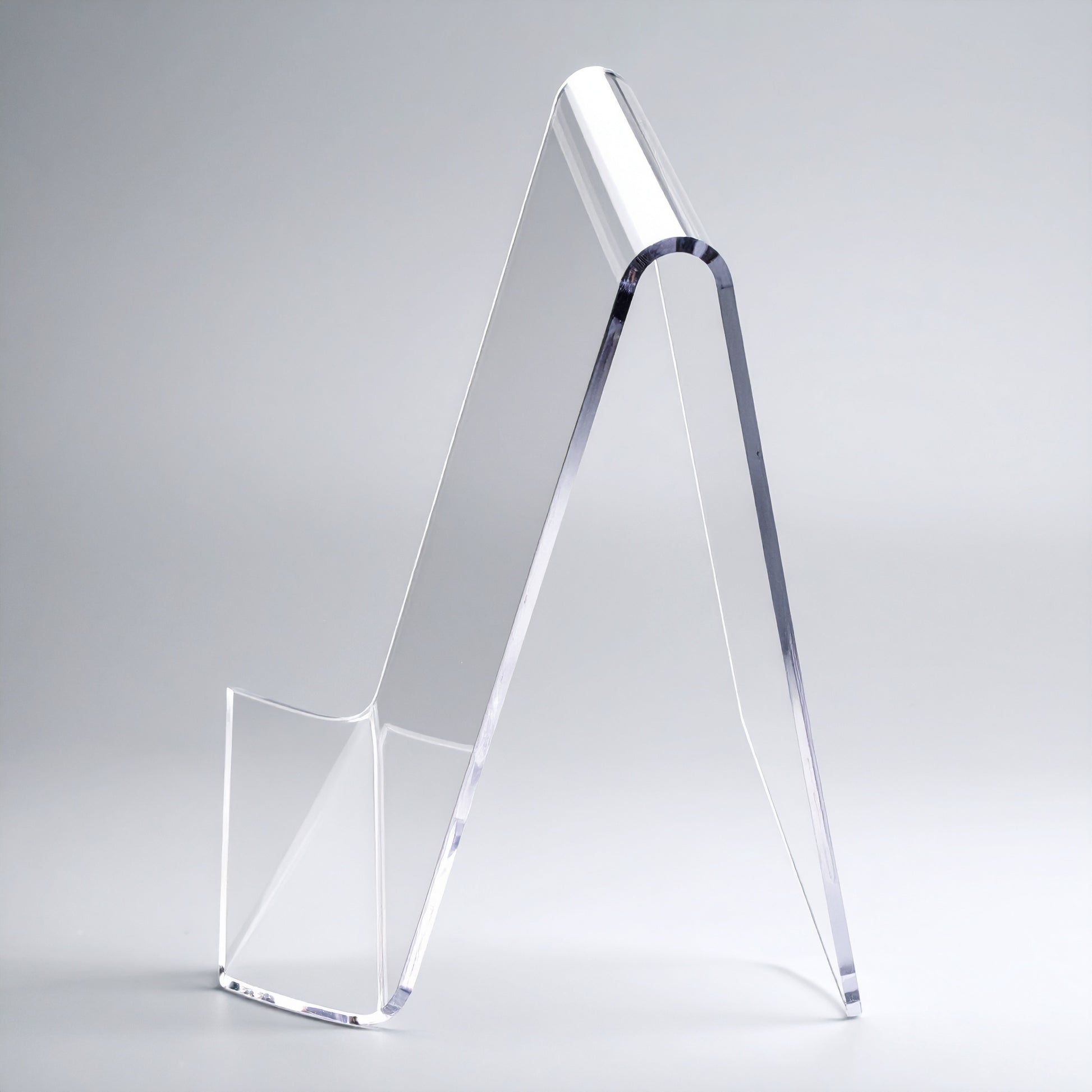 Economy Open-Front Easel Smartphone Display — Clear Acrylic – clear acrylic display stand for retail, showroom, or countertop use, size . Made in the USA by WebAcrylics.