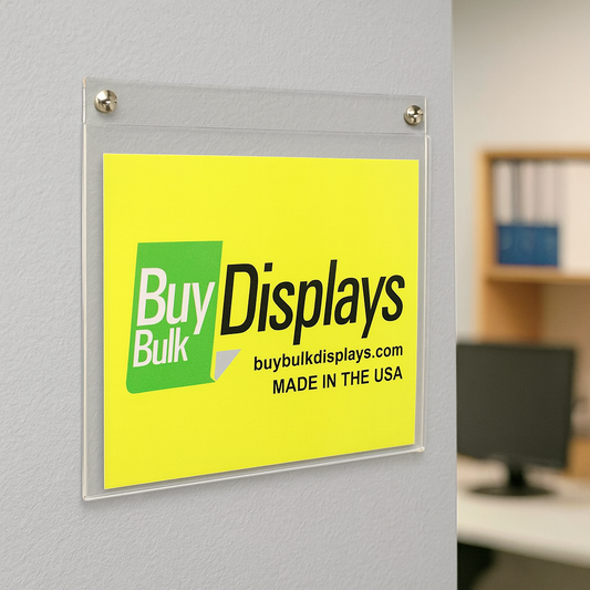 Folded Wall-Mount Acrylic Sign Holder — Clear Display Frame