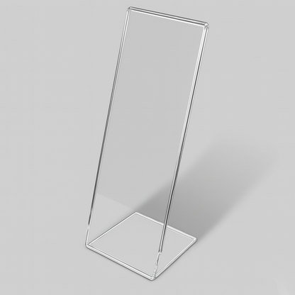 L-Style Photo Booth Frame — Clear Acrylic Strip Display – clear acrylic sign or literature display holder for brochures, menus, flyers, or signage, size 2 x 6. Made in the USA by WebAcrylics.