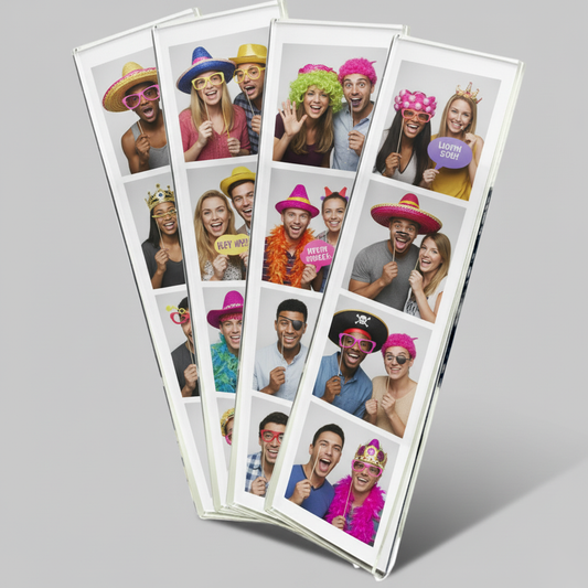 Magnetic Photo Booth Frame — Clear Acrylic Strip Holder – clear acrylic sign or literature display holder for brochures, menus, flyers, or signage, size 2 x 6. Made in the USA by WebAcrylics.