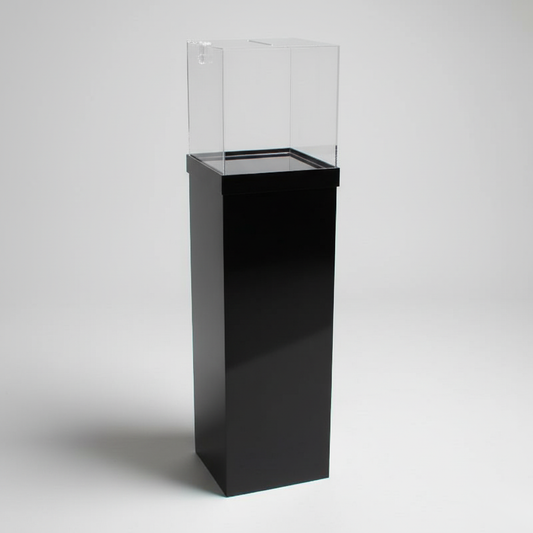 Pedestal Donation Box — Clear Acrylic Collection Bin – clear acrylic bin, organizer, or holder for retail, office, or countertop use, size . Made in the USA by WebAcrylics.