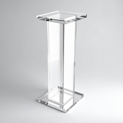 Tall Square Acrylic Pedestal Display — Standalone Showcase – clear acrylic display stand for retail, showroom, or countertop use, size Clear. Made in the USA by WebAcrylics.