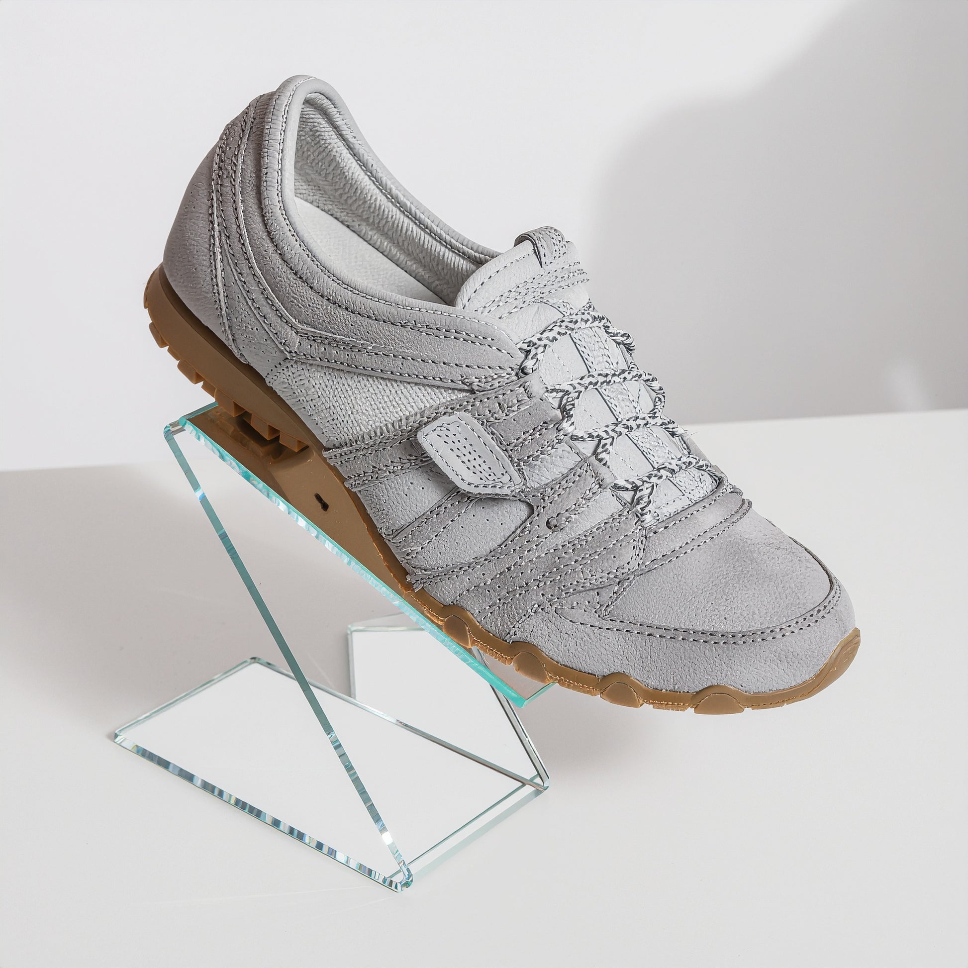 Z-Style Shoe Riser — Clear Acrylic – clear acrylic display stand for retail, showroom, or countertop use, size 3 x 5. Made in the USA by WebAcrylics.