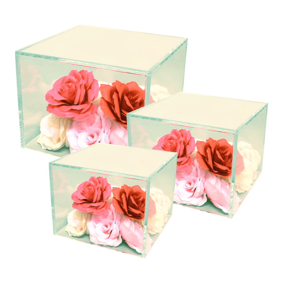 Acrylic cube risers with hallow bottoms