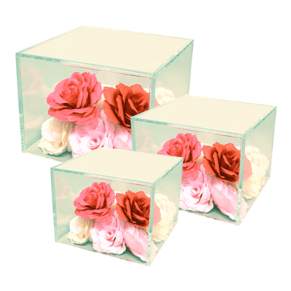 Acrylic cube risers with hallow bottoms