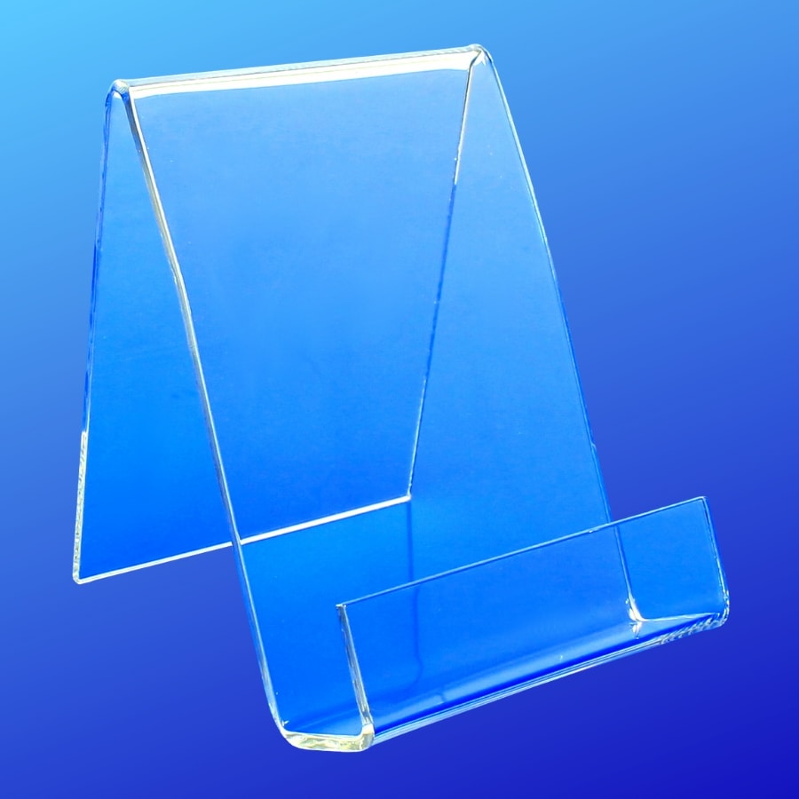 Easel style acrylic holder with a closed front for display