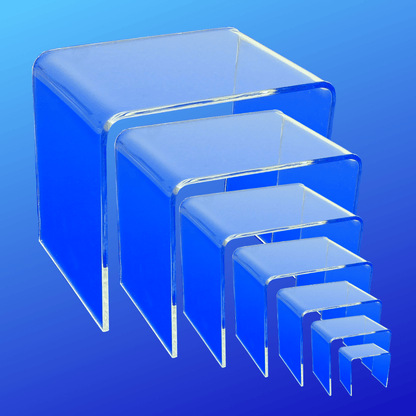Complete set of acrylic risers, 2x2x2 up to 8x8x8 square acrylic risers