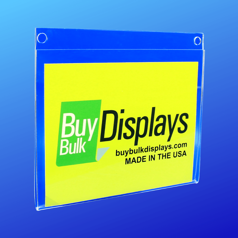Acrylic sign holder with two mounting holes for attaching to a wall